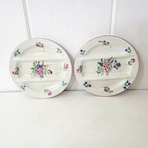 Keller & Guerin Luneville Old Strasbourg 3 Part Divided Plates Set of Two